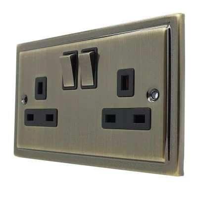 Deco Antique Brass Switched Plug Socket