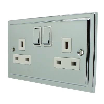 Deco Polished Chrome Switched Plug Socket