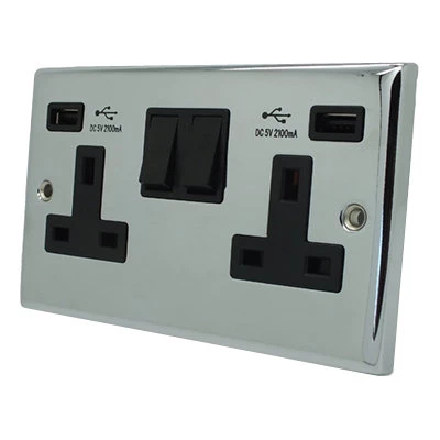 Timeless Classic Polished Chrome Plug Socket with USB Charging