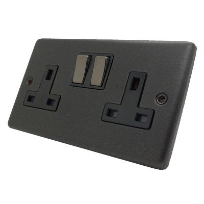 Timeless Black Graphite Switched Plug Socket