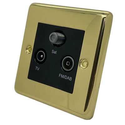 Timeless Polished Brass TV, FM and SKY Socket