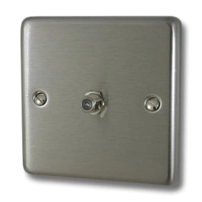 Timeless Satin Stainless Satellite Socket (F Connector)