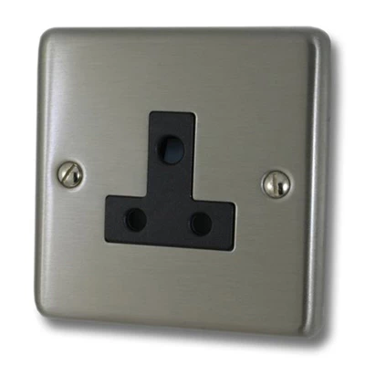 Timeless Satin Stainless Round Pin Unswitched Socket (For Lighting)