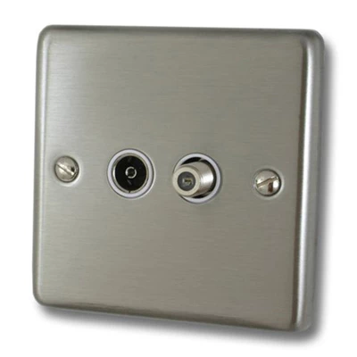 Timeless Satin Stainless TV and SKY Socket