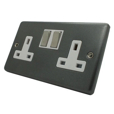 Timeless Dark Pewter Switched Plug Socket