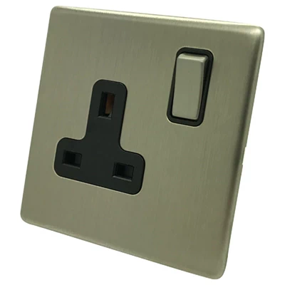 Smooth Brushed Chrome Switched Plug Socket