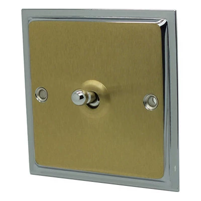 Doublet Satin Brass / Polished Chrome Edge Intermediate Toggle (Dolly) Switch