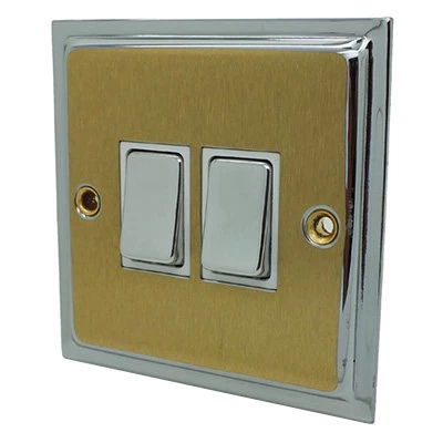 Doublet Satin Brass / Polished Chrome Edge Light Switch