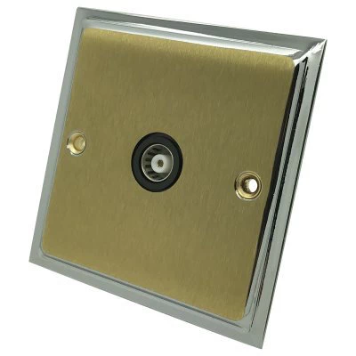 Doublet Satin Brass / Polished Chrome Edge TV Socket