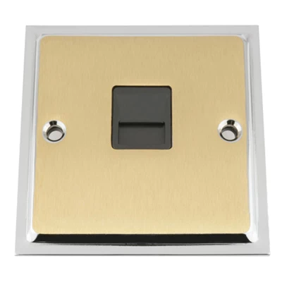 Doublet Satin Brass / Polished Chrome Edge Telephone Extension Socket