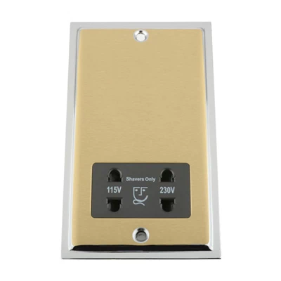 Doublet Satin Brass / Polished Chrome Edge Shaver Socket