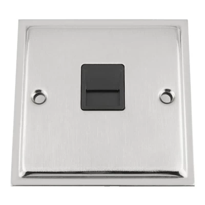 Doublet Satin Chrome / Polished Chrome Edge Telephone Master Socket