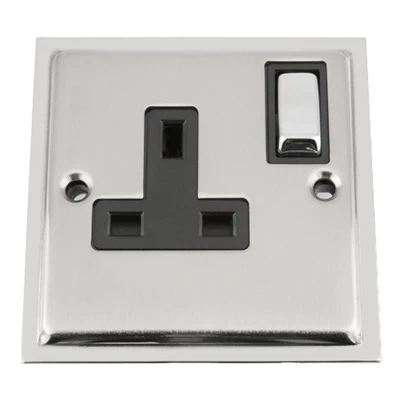 Doublet Satin Chrome / Polished Chrome Edge Switched Plug Socket