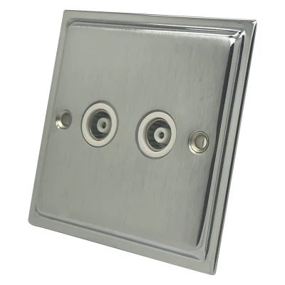 Doublet Satin Chrome / Polished Chrome Edge TV Socket