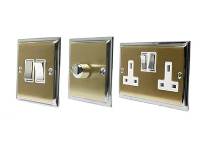 Doublet Satin Brass / Polished Chrome Edge RJ45 Network Socket