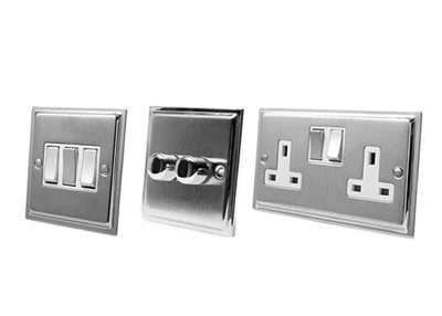 Doublet Satin Chrome / Polished Chrome Edge Satellite Socket (F Connector)