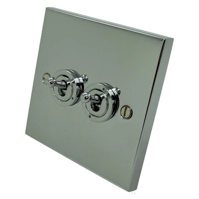 Edward Polished Chrome Intermediate Toggle Switch and Toggle Switch Combination