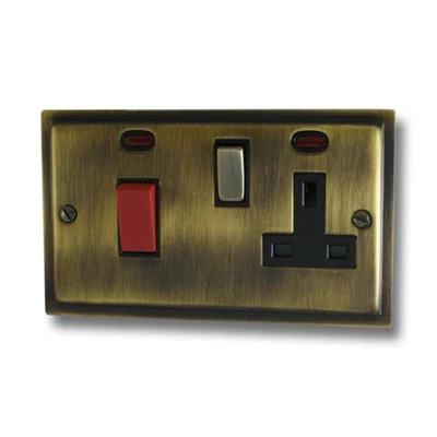 Nouveau Antique Cooker Control (45 Amp Double Pole Switch and 13 Amp Socket)