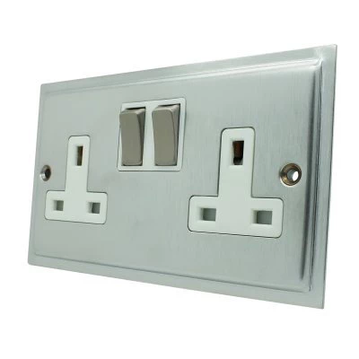 Nouveau Satin Chrome Switched Plug Socket