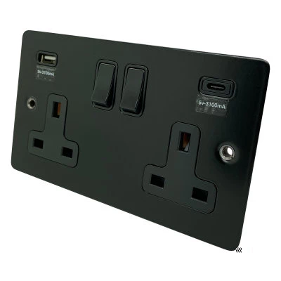 Flat White Plug Socket with USB Charging