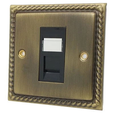 Rope Edge Antique Brass RJ45 Network Socket