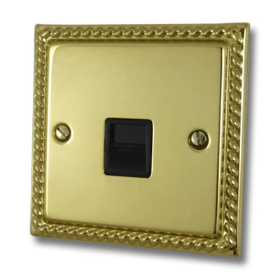 Rope Edge Polished Brass Telephone Master Socket