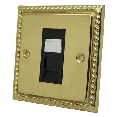 Rope Edge Polished Brass RJ45 Network Socket