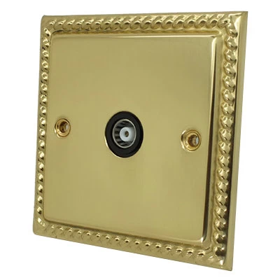 Rope Edge Polished Brass TV Socket