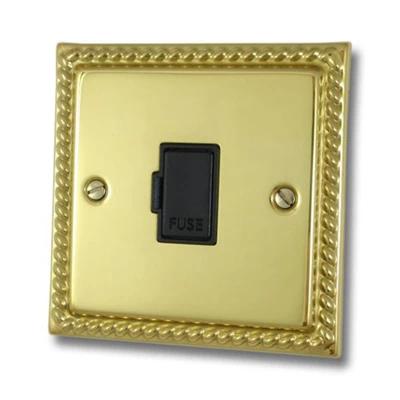 Rope Edge Polished Brass Unswitched Fused Spur