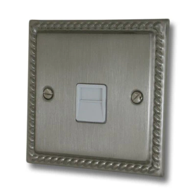 Rope Edge Satin Nickel Telephone Extension Socket