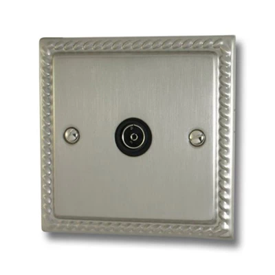 Rope Edge Satin Nickel TV Socket