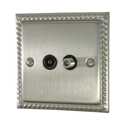 Rope Edge Satin Nickel TV and SKY Socket