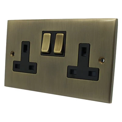 Trim Antique Brass Switched Plug Socket