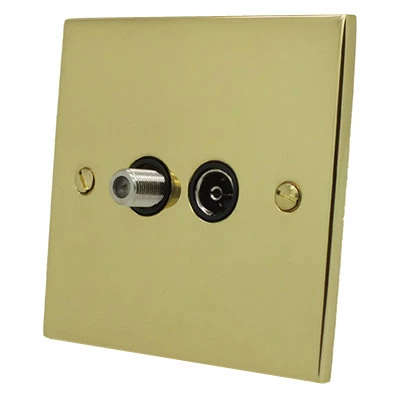 Trim Polished Brass TV and SKY Socket