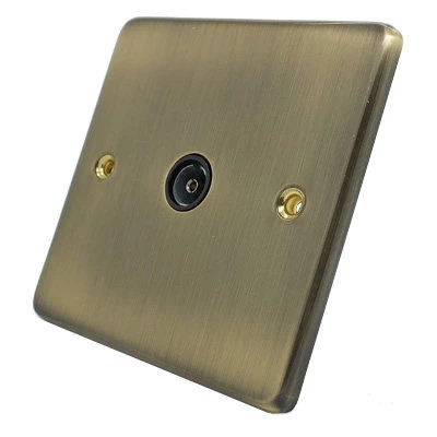 Trim Rounded Antique Brass TV Socket