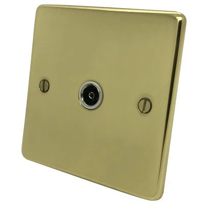 Trim Rounded Polished Brass TV Socket