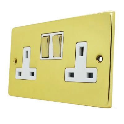 Trim Rounded Polished Brass Switched Plug Socket