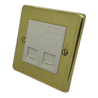 Trim Rounded Polished Brass RJ45 Network Socket