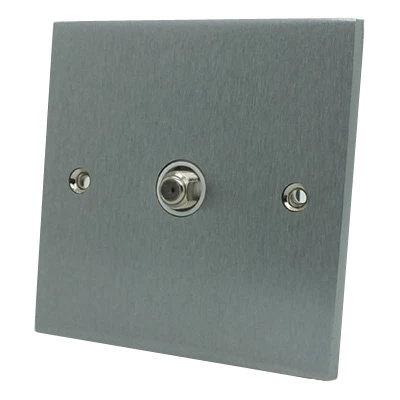 Trim Satin Chrome Satellite Socket (F Connector)