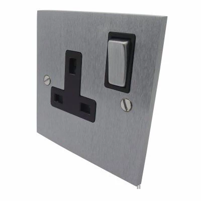 Trim Satin Chrome Switched Plug Socket