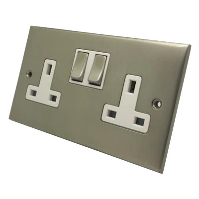 Trim Satin Nickel Switched Plug Socket