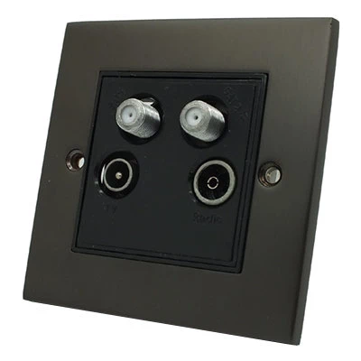 Trim Silk Bronze Quad - TV, FM, SKY Socket (F Connector) x 2