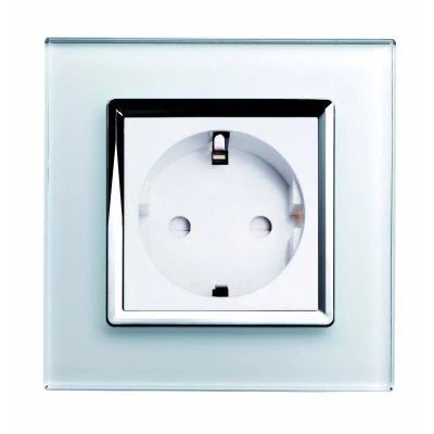 RetroTouch Crystal White Glass with Chrome Trim Shuko Plug Socket