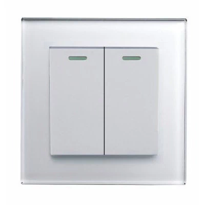 RetroTouch Crystal White Glass Intermediate Switch and Light Switch Combination