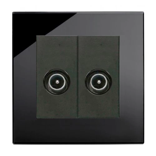 RetroTouch Crystal Black Glass TV Socket