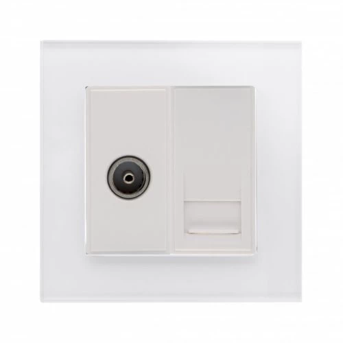 RetroTouch Crystal Crystal White Glass TV Socket | Telephone Socket