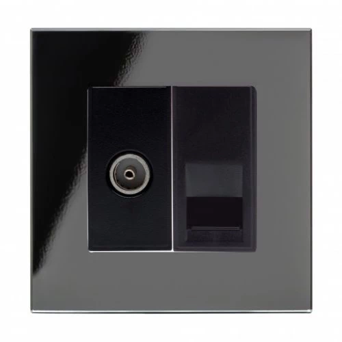 RetroTouch Crystal Crystal Black Glass TV Socket | Telephone Socket