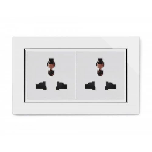 RetroTouch Crystal Crystal White Glass Shuko Plug Socket