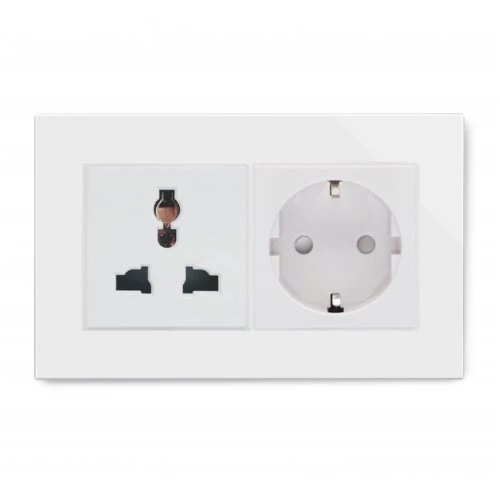 RetroTouch Crystal White Glass Shuko Plug Socket