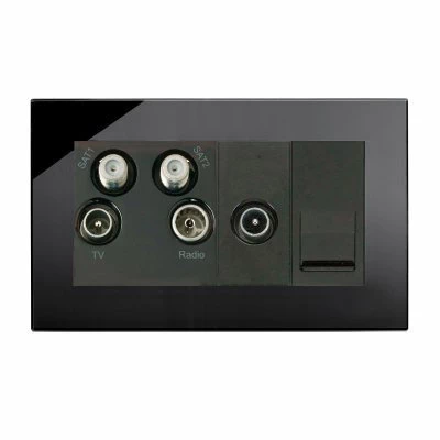 RetroTouch Crystal Black Glass Media Plate with Fitted Modules